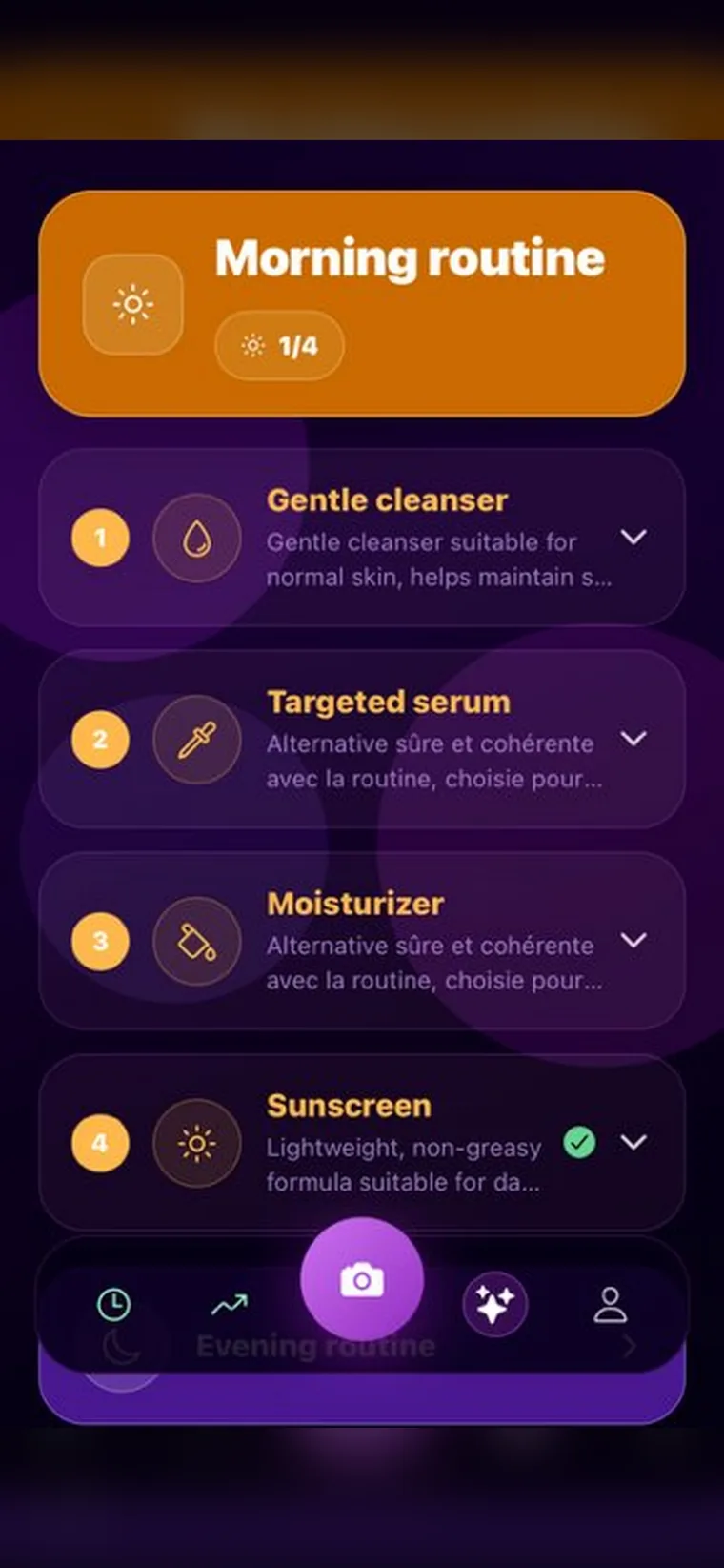 Routine du matin personnalisée dans LinerSkin